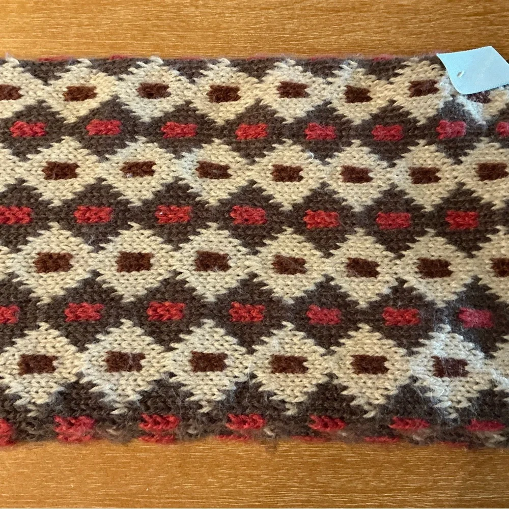 Winters Dream Soft Knit Scarf Fair Isle Print Double Weave Fringe Boho Chic